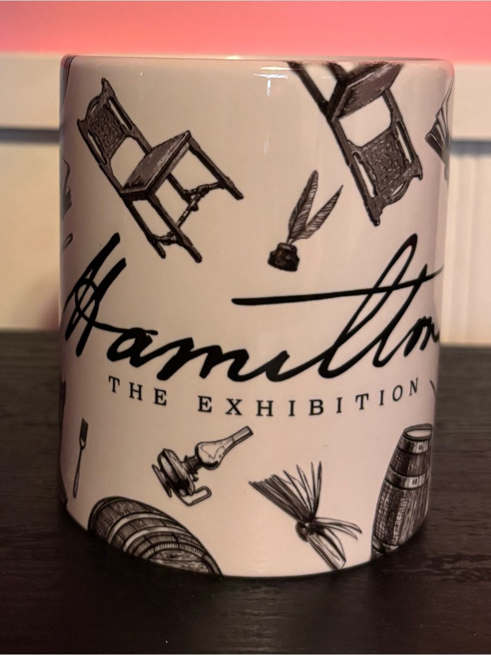 Hamilton White Ceramic Mug with Black Illustration